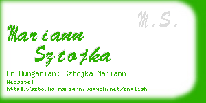 mariann sztojka business card